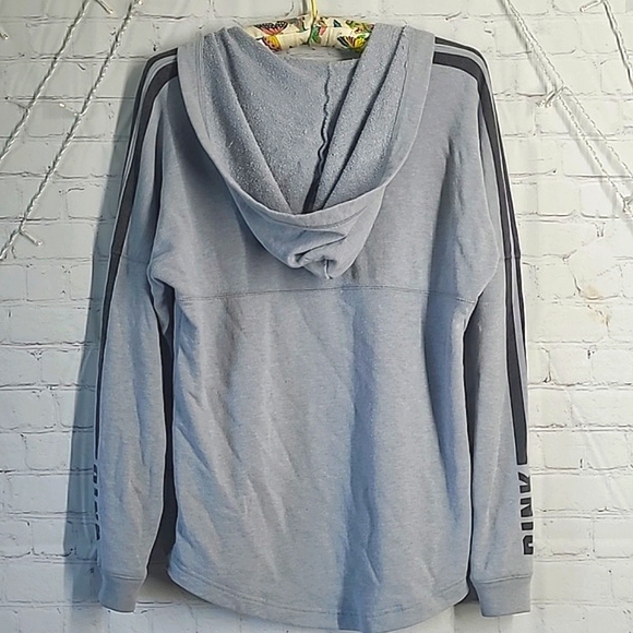 2014 Victoria's Secret PINK Logo Long Sleeve Gray Oversized Hooded Tee Womens XS - Picture 6 of 16